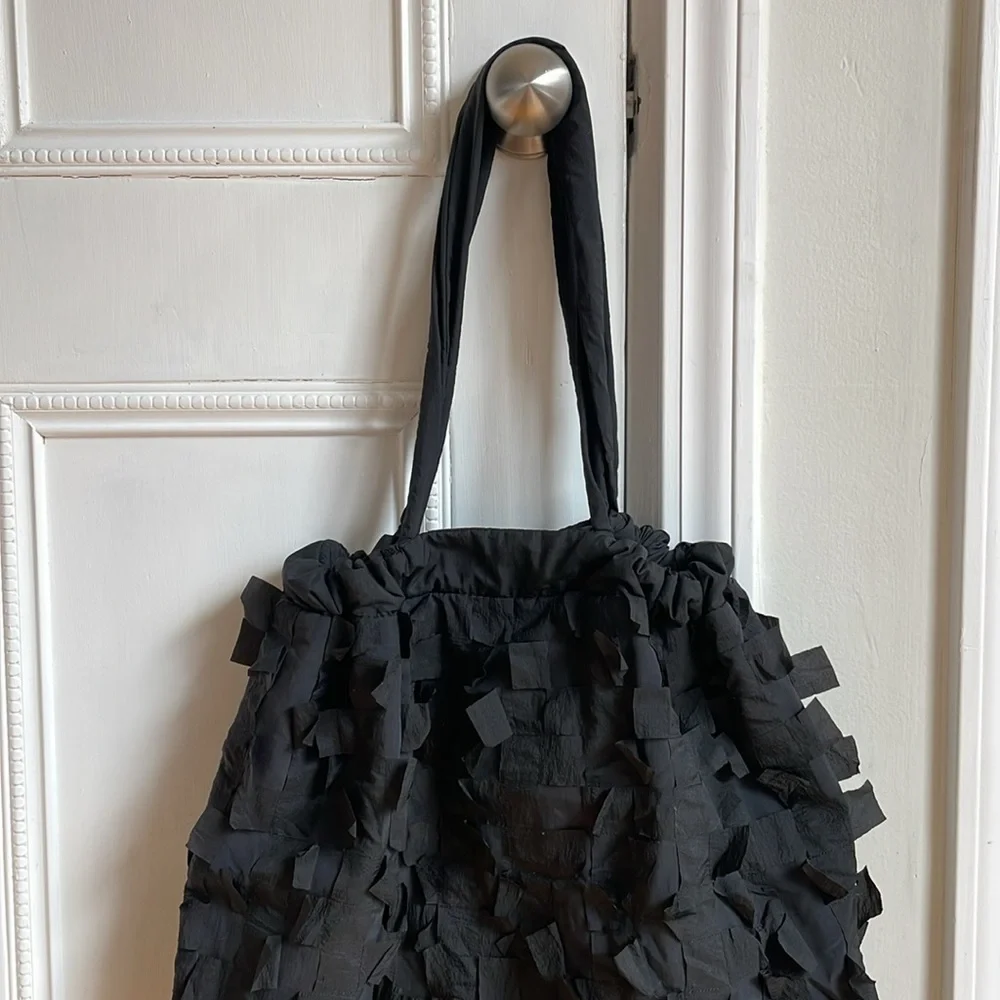 COS Black Textured Tote Bag